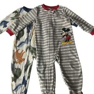 Carter's Gray and Red Striped Mickey Mouse Footie